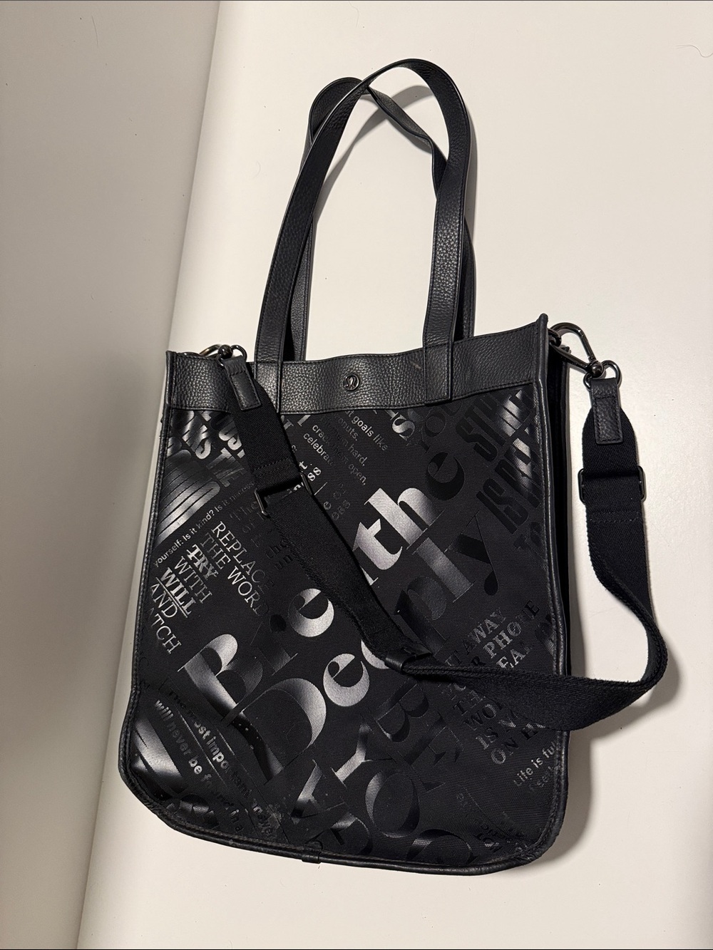 lululemon athletica Black Printed Tote with Removable Strap